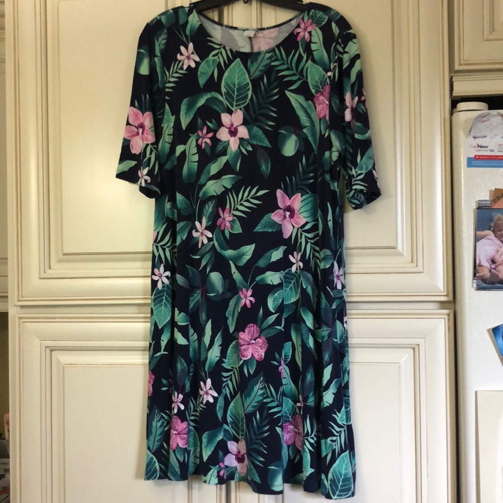 Floral Navy, Green and Pink Dress
